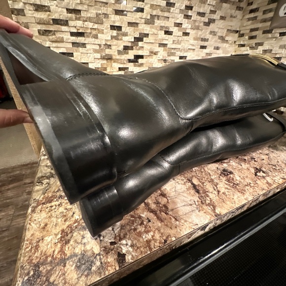 Tory Burch 7.5 T Hardware Riding Boot Black Leather Store Display - Picture 5 of 7